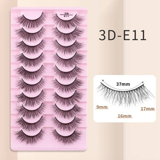 10 Pairs Mink Eyelashes 3D-E01